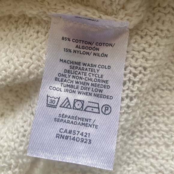 LOFT Lou & Grey Palm Leaf Sweater Size S Cotton Blend Casual Summer White Green - Picture 15 of 16